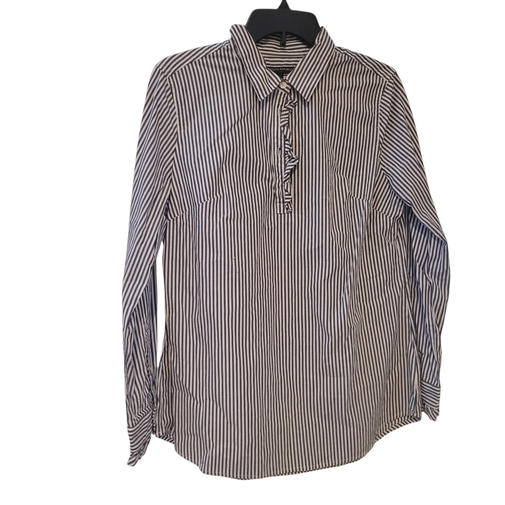 Banana Republic Black and White Striped Casual Shirt